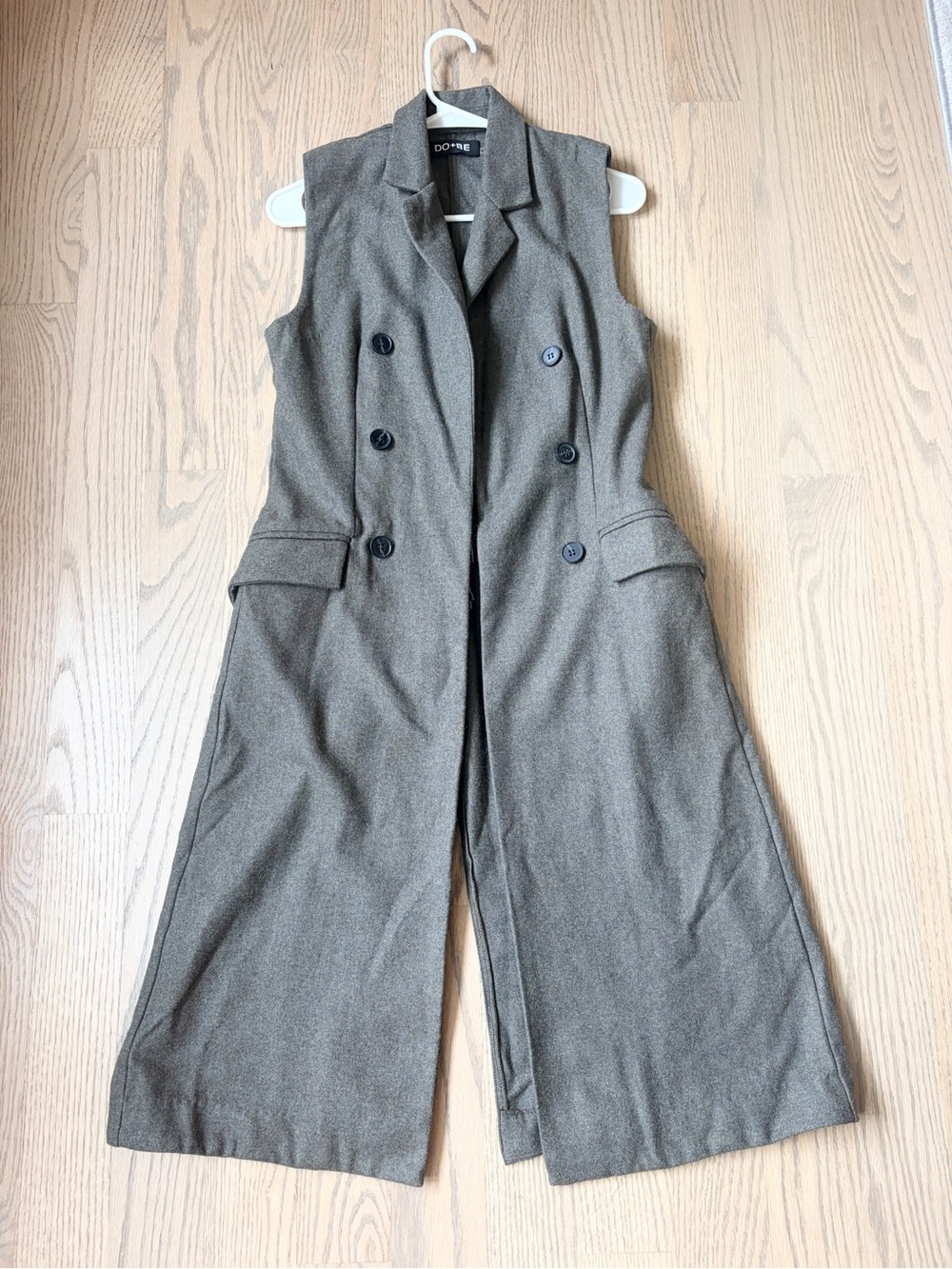 DO + BE Double Breasted Longline Trench Vest Wool Blend Tailored Whimsigoth